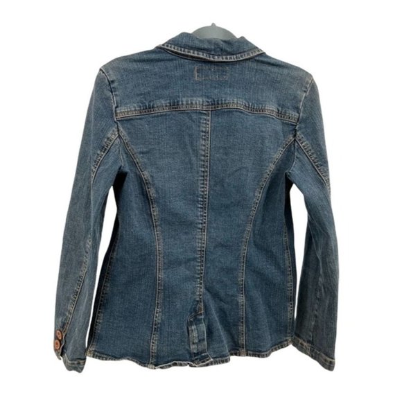 Levi Strauss M Button Front Fitted Jean Jacket Denim Wash Copper Color Buttons - Picture 3 of 9